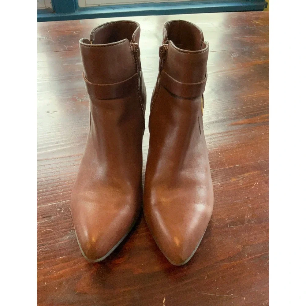 Anne‎ Klein AkChelsey Ankle Boots Womens 6.5M Brown Leather Equestrian 2.5" Heel - Picture 2 of 11